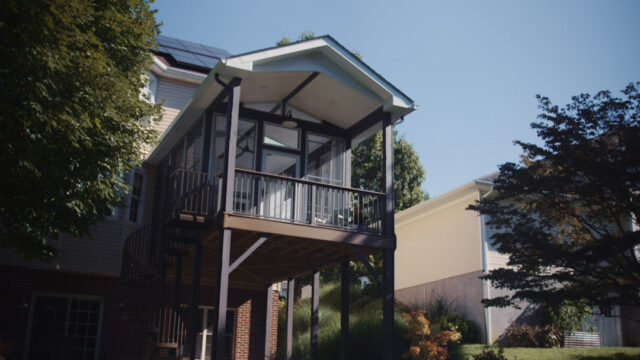Exterior still frame for a remodeling company's testimonial video.