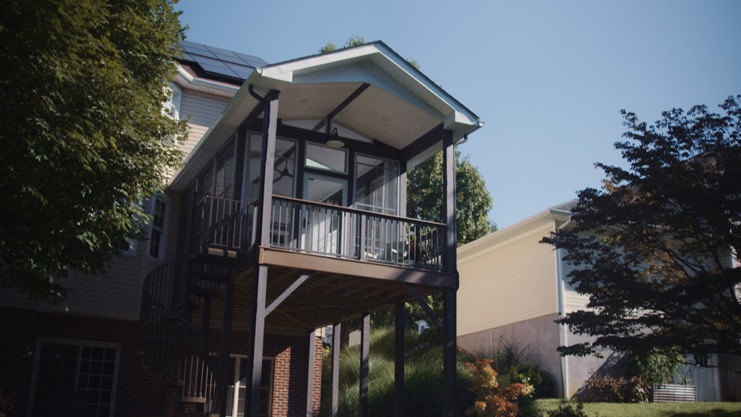 Exterior still frame for a remodeling company's testimonial video.